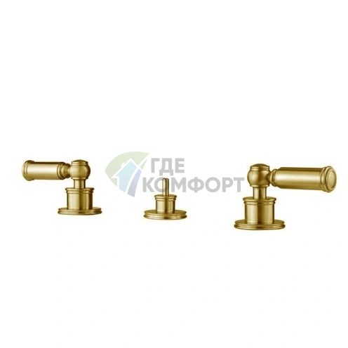 Смеситель для биде Bossini Liberty на 3 отверстия с заглушкой 1 1/4 в золотом цвете (Z001403.021) - фото 1