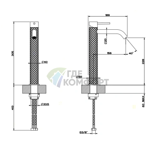 Высокий смеситель GESSI для раковины из нержавеющей стали 316 с матовым покрытием (54106#239) - фото 2