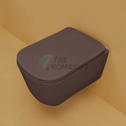 Подвесной унитаз Kerasan Tribeca 55 см безободковый, цвет Borgogna matt (511475) - фото 1