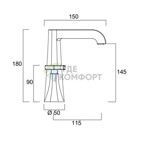 Смеситель для раковины SIMAS EIFFEL на 3 отверстия, хром (EIBLA cr) - фото 2
