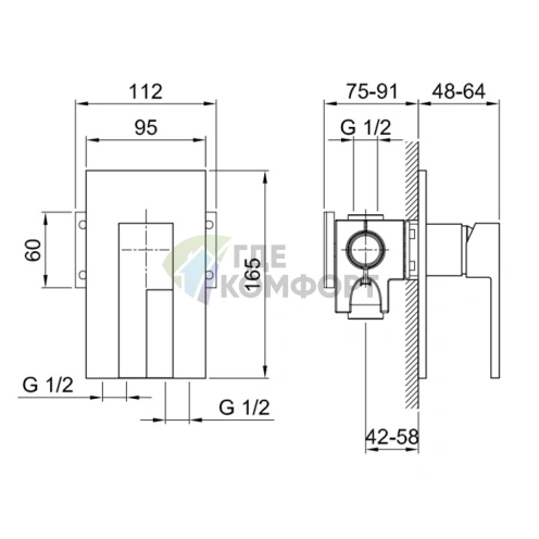 Смеситель для душа Fantini AR/38 встраиваемый хром (38 02 E263SB) - фото 2