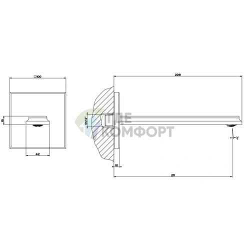 Настенный излив Gessi Eleganza с выносным управлением, хром (46100#031) - фото 2