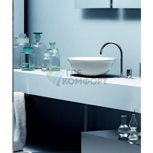 Накладная круглая раковина AZZURRA JUBILAEUM 45x18 см без отверстий, белая - фото 3