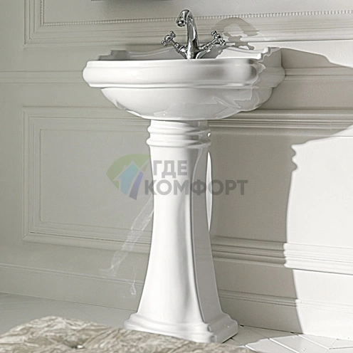 Колонна под умывальник KERASAN Retro 55/69/73 см белая (107001) - фото 1