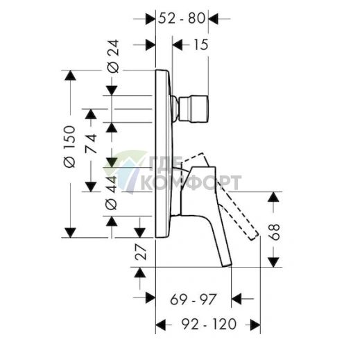 Термостатический смеситель Hansgrohe Talis S для ванны с душем - фото 2