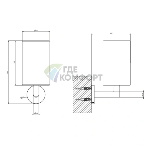 Настенный стакан Gessi Tondo, цвет хром (63608#031) - фото 2