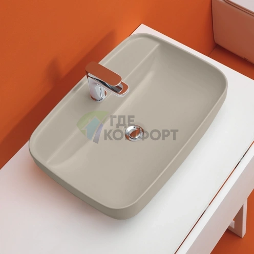 Раковина накладная Kerasan Tribeca 60x43 см, цвет Nocciola, с отверстием под смеситель (514281*1 Nocciola) - фото 1