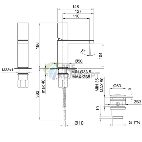 Смеситель для раковины Fantini Milano с нажимным донным клапаном, хром (31 02 3004F) - фото 2