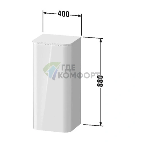 Пенал подвесной Duravit Happy D.2 Plus 880x400x360 мм, Stone Grey Satin Matt, с 2 стеклянными полками (HP1260L9292) - фото 2