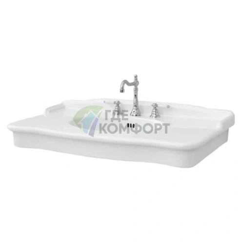 Консоль для ванной HERMITAGE 92х58 см белая со смесителем и крепежом - фото 1