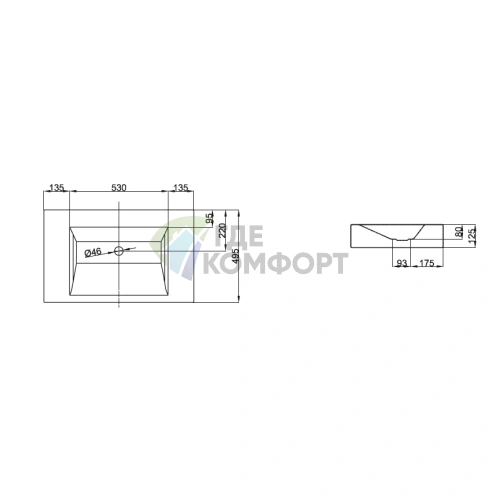 Подвесная раковина BETTEAqua 80x49,5 см белая без отверстия под смеситель (A054-000) - фото 2