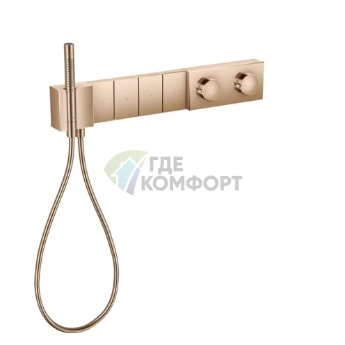 Термостат для душа AX Edge 610/100 на 4 выхода с ручным душем в полированном красном золоте (46720300) - фото 1
