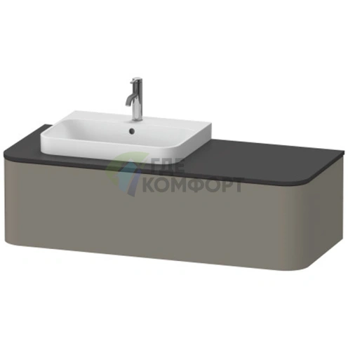Подвесная тумба Duravit Happy D.2 Plus, 354x1300x550 мм, 1 ящик, цвет stone grey satin matt (HP4932L9292) - фото 1