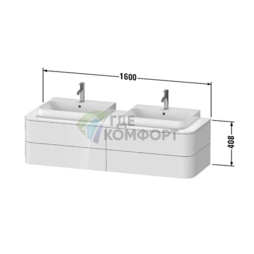 Накладная раковина Duravit Happy D2 Plus 60x40 см, белая (2359600000) - фото 4