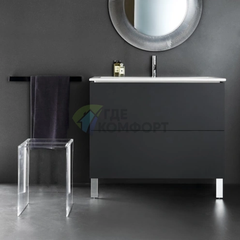 Тумба с керамической раковиной Laufen Kartell 800 мм белая с шиферными ящиками (8.6033.5.642.104.1) - фото 1