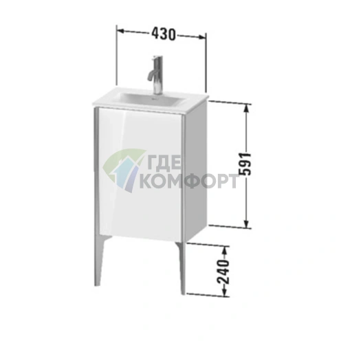 Подвесная тумба Duravit XViu 591x430x310 мм, белый глянцевый/champagne matt, для раковины 073345 (XV4068LB122) - фото 2