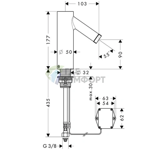 Стильный смеситель AX Starck для умывальника в шлифованной меди (10101950) - фото 2