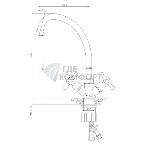 Кухонный смеситель Rossinka Y02-71U для мойки - фото 2