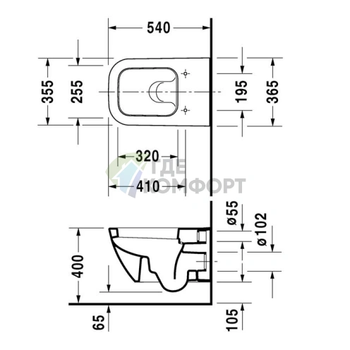 Унитаз подвесной Duravit Happy D.2 с вертикальным смывом и системой крепления Durafix, белый (2221090000) - фото 2