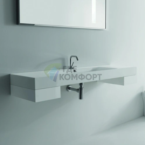 Подвесная раковина KERASAN Cento 140x45 см белая (353501*1) - фото 1