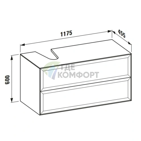 Подвесная тумба Laufen New Classic с 2 ящиками, белая глянцевая, 1180 мм (4.0608.7.085.631.1) - фото 2