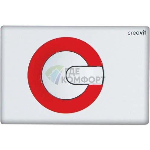 Кнопка смыва для бачка унитаза Creavit Power GP5001.01 бело-красная - фото 1