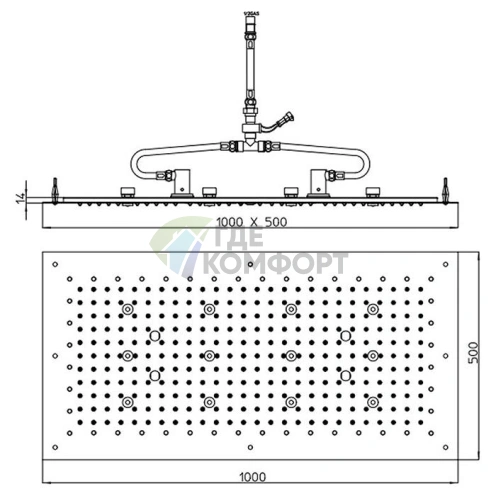 Верхний душ BOSSINI DREAM-XL 1000x500 мм с умной LED-подсветкой, хром (WI0372.030) - фото 2