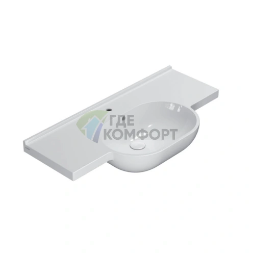 Подвесная раковина GLOBO Mode 100×49 см, белая, с отверстием под смеситель (ME100BI*1) - фото 1