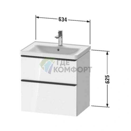 Подвесная тумба Duravit D-Neo с 2 ящиками, белый матовый (DE435401818) - фото 2