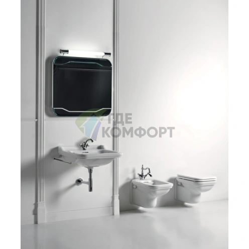 Керамическая раковина Kerasan Waldorf 60x55 см белая с отверстием под смеситель, заглушка хром (4140K1bi/cr*1) - фото 4