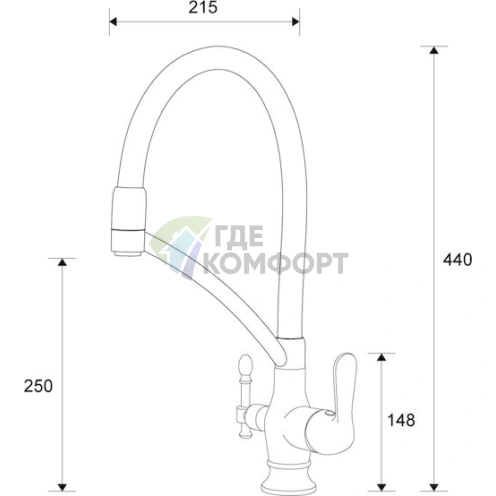 Смеситель для кухни Zorg ZR 346-8 YF в цвете желтое золото - фото 2