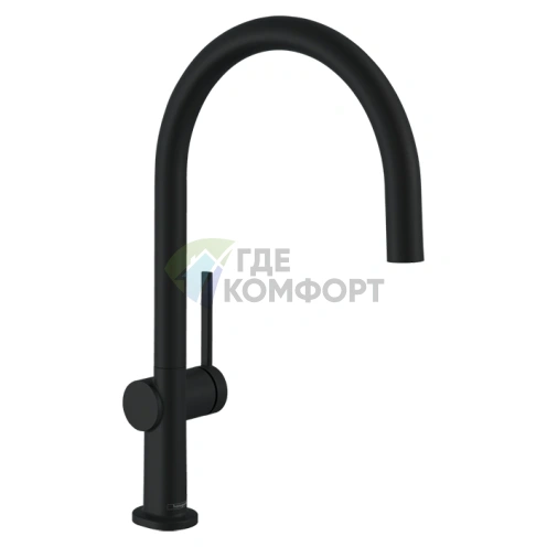 Однорычажный кухонный смеситель Hansgrohe 220 1jet в матовом черном цвете (72804670) - фото 1