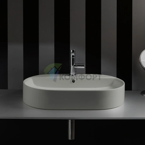 Kerasan Ciotola Раковина-чаша 65x40 см с переливом (цвет Grigio Matt) (028559*1) - фото 1