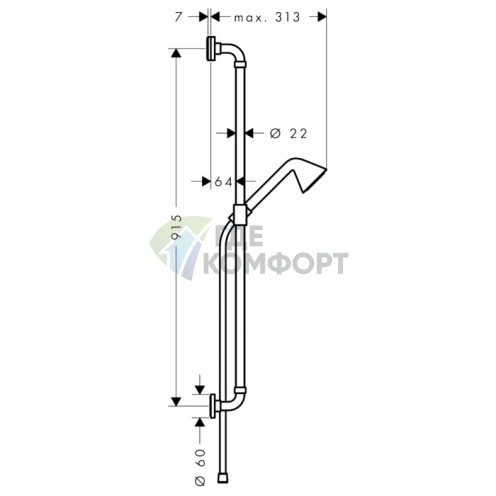 Душевой гарнитур AX Showers Front с ручным душем, штангой и держателем (хром) (26023000) - фото 2
