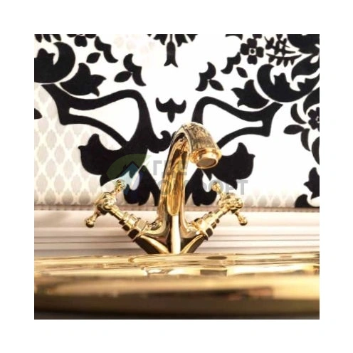 Смеситель для раковины Kerasan Retro в золотом цвете с гибкой подводкой (738991 oro) - фото 1