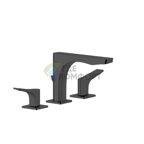 GESSI Rilievo — Трехрычажный смеситель для раковины в насыщенном черном цвете (59011#299) - фото 1