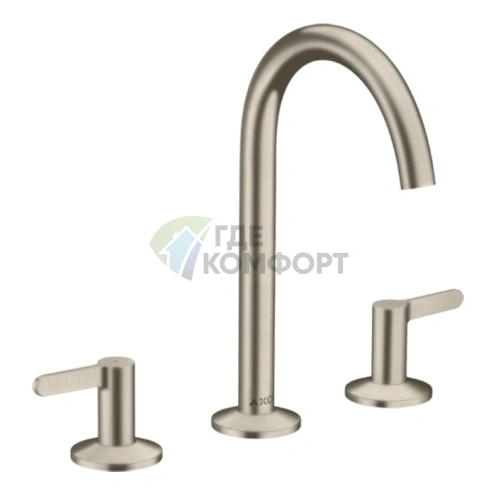 Смеситель для раковины AX One 170 мм, 3 отв., пуш-опен, шлифованный никель (48050820) - фото 1