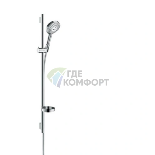 Душевой набор HG Raindance Select S: штанга 90 см, ручной душ с 3-струйным режимом, мыльница, хром (27667000) - фото 1
