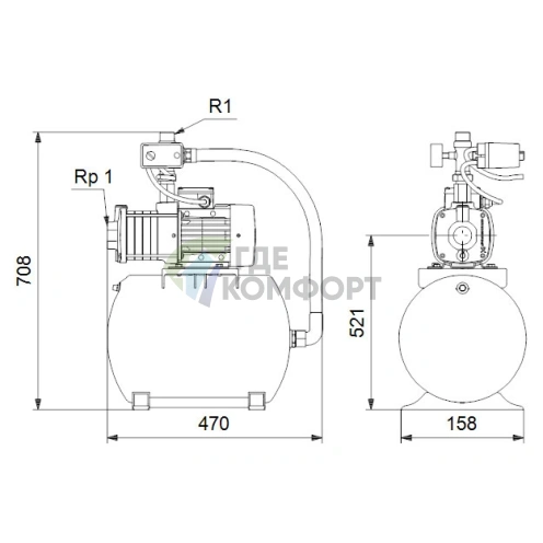 Насосная станция Grundfos CMB 3-37 бак 24 литра - фото 3