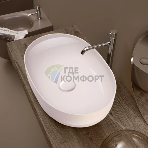 Накладная раковина Kerasan Nolita 60x40 см белая глянцевая без отверстия под смеситель (534301) - фото 1