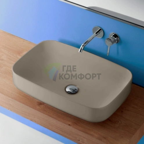 Раковина накладная Kerasan Tribeca 60x38 см цвет Nocciola без отверстия под смеситель (514181) - фото 1