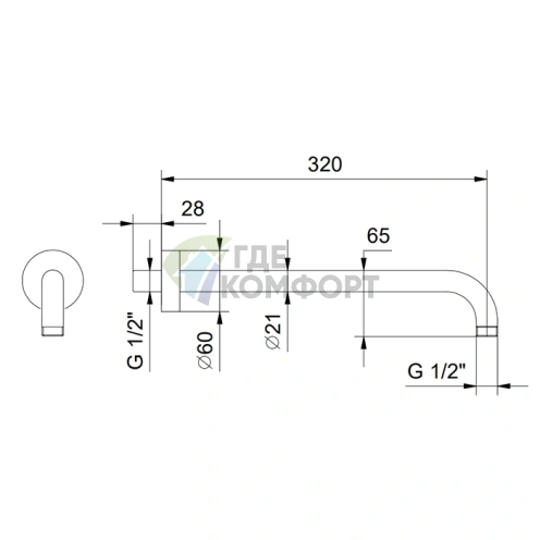 Держатель для верхнего душа Fantini Fontane Bianche 450 мм, настенный (Matt Gun Metal PVD) (47 P5 8028) - фото 2