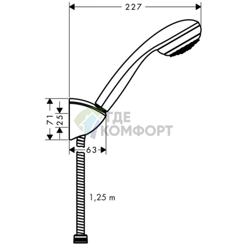 Душевой набор HG Croma 85 Mono с ручным душем и держателем (27576000) - фото 2