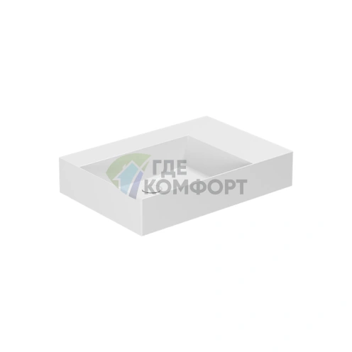 Подвесная-накладная раковина AZZURRA ELEGANCE Squared 60х45 см без отверстия, белая - фото 1