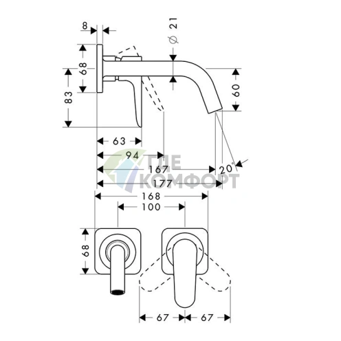 Смеситель для раковины AX Citterio M в цвете шлифованное золото (34113250) - фото 2