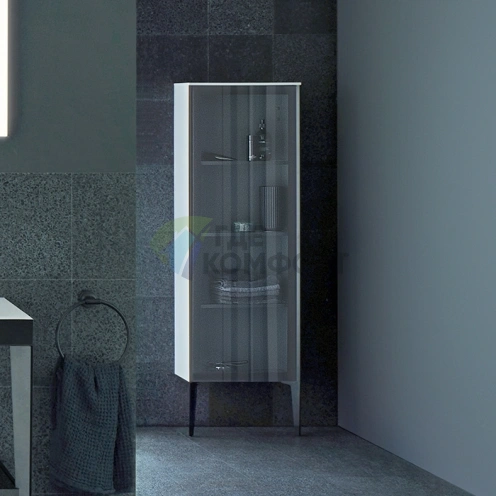 Подвесной шкаф Duravit XViu с черным матовым фасадом и белым глянцевым корпусом, 1330x400x360 мм (петли слева) (XV1367LB222) - фото 1