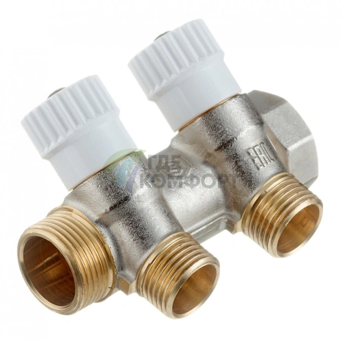 Коллектор Stout (SMB 6851 341202) 3/4 ВР(г) х 2 выхода 1/2 НР(ш) х 3/4 НР(ш) регулируeмый - фото 4