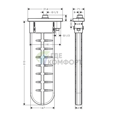 Смеситель для ванны Hansgrohe sBox с овальной розеткой в шлифованной бронзе (28020140) - фото 2