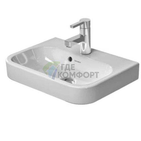 Раковина Duravit Happy D2 500x360 мм без отверстий, с заглушкой для перелива, белая (710500060) - фото 1