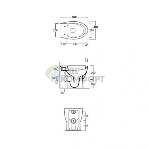Унитаз приставной Simas Lft Spazio 35х53 см, универсальный слив, белый (LFT22 bi) - фото 2
